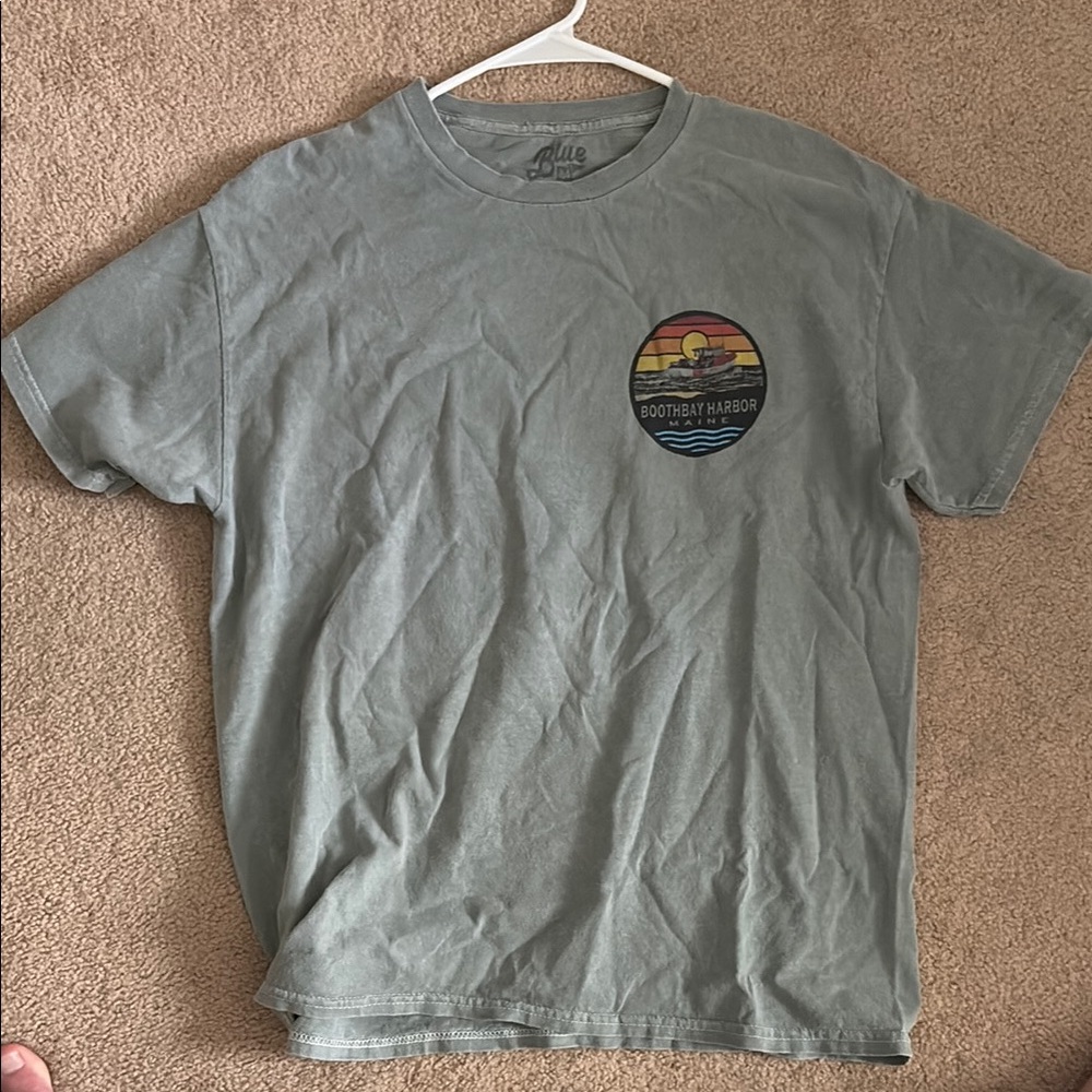 Men's Grey/Green Vintage T-Shirt with Boothbay Harbor